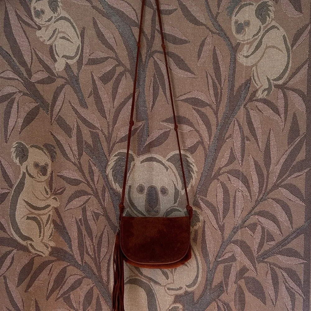 Genuine Suede Leather Crossbody Suede Tassel Bag Brown 2 Zip Festival Bag - Picture 12 of 16